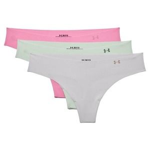 Under Armour Pure Stretch Thong Underwear for Ladies 3-Pack - Green/Pink/Nude L